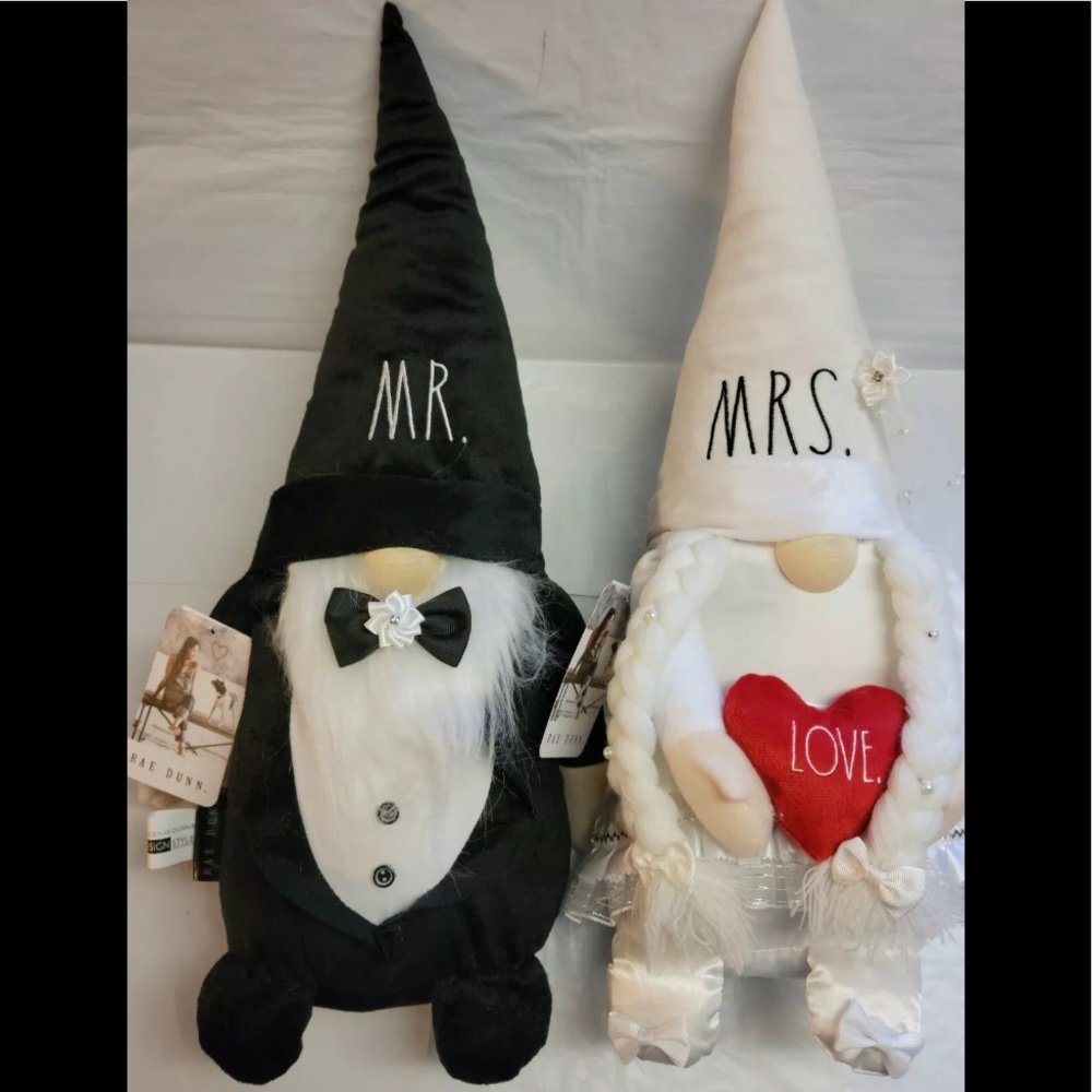 Rae Dunn Wedding Gnome Beanie Plush 20" Mr & Mrs Bride Groom Decoration Gift